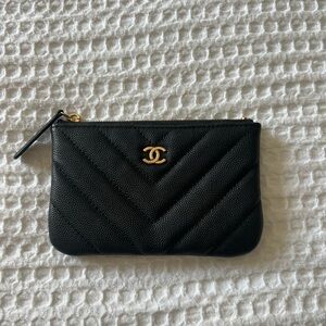 Caviar Quilted Small Cosmetic Case Black